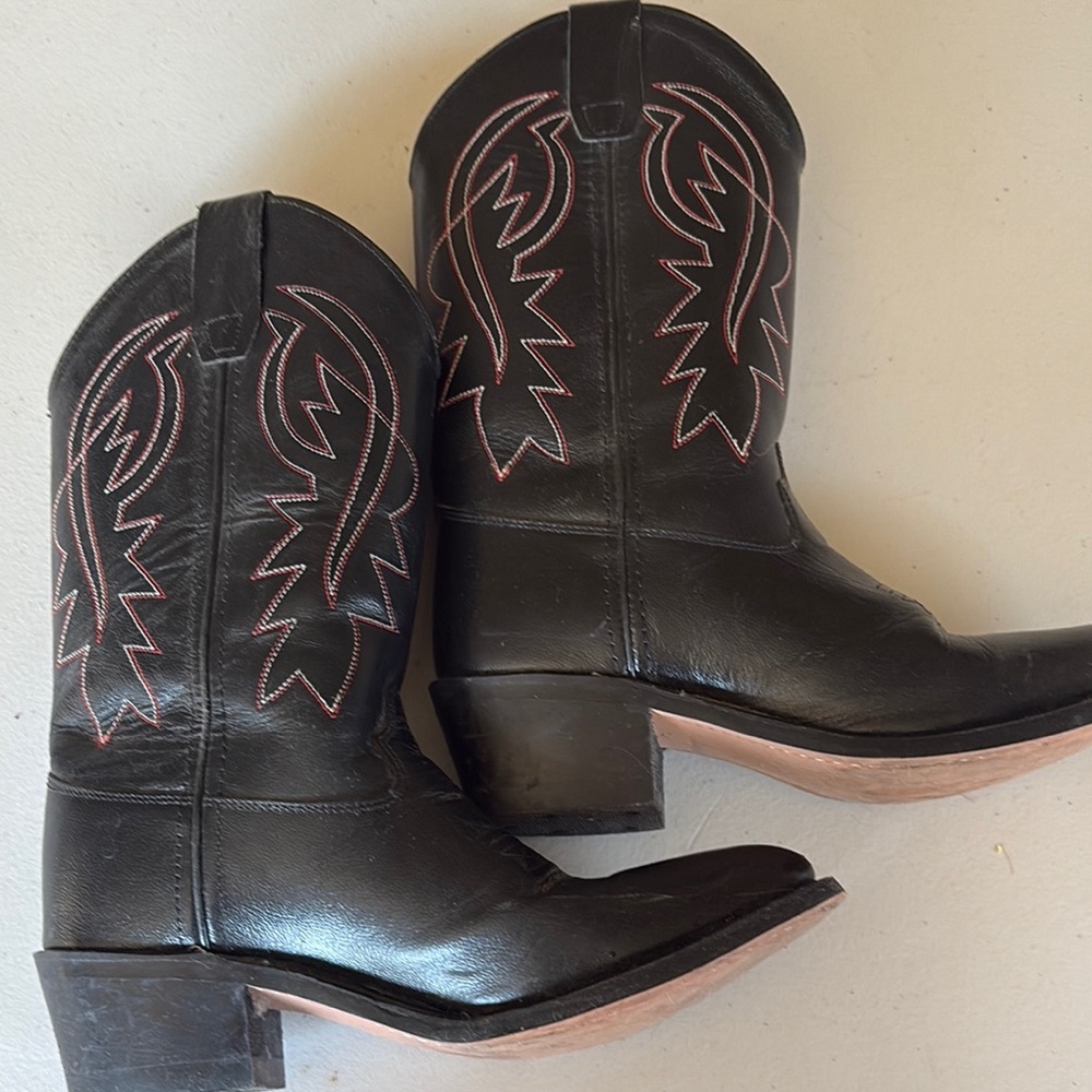 Black Leather Heeled Boots